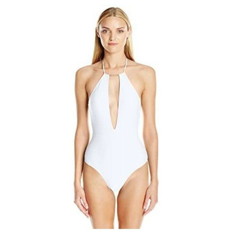 Ted Baker Women Pikaa Halter One Piece Swimsuit White Size 5 (12 US)